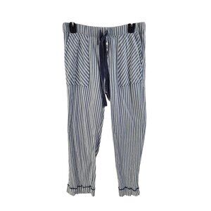 Aerie Lounge Pajama Pants Blue White Striped Women's Size M Elastic waistband